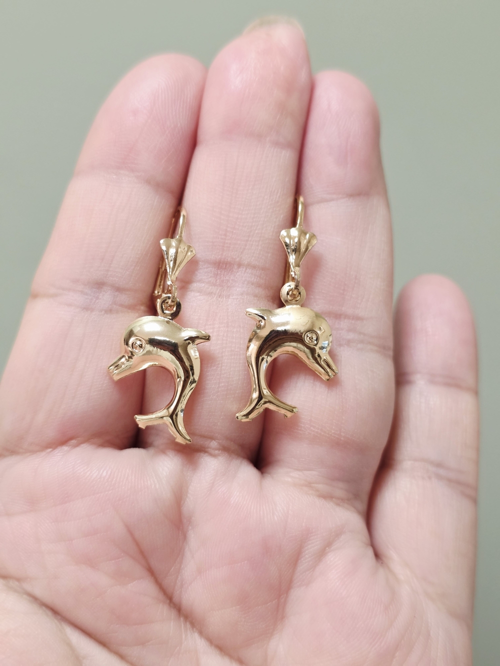 14k Gold Plated Dolphin Drop Earrings - Elegant Womenโs Jewelry